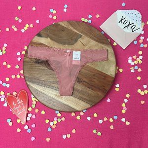NWT Rose Pink Laced Thong - Auden